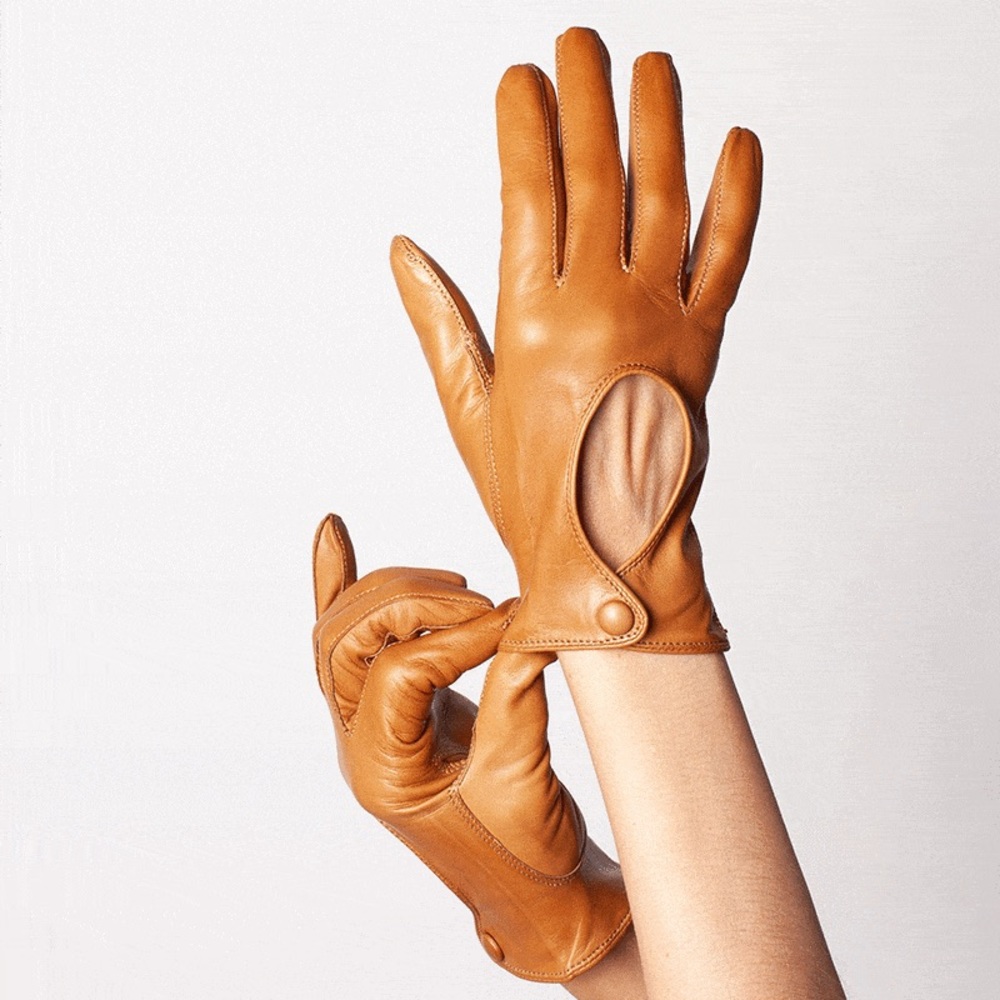 NEW! Seymoure Camel Italian Leather Original Washable Driver Gloves